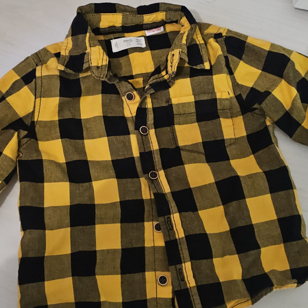 Kids Yellow and Black Checkered Shirt